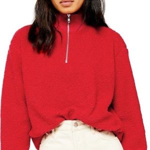 Red Half zip Funnel neck Sweater